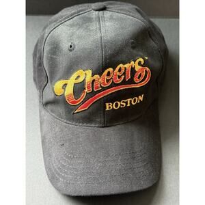 Vtg Cheers Boston Licensed Baseball Cap Hat TV Strapback Black Embroidered